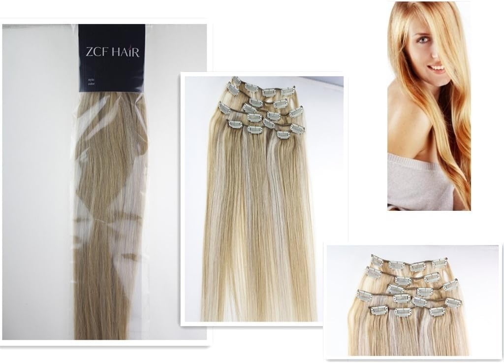 Charming 15'' 18'' 20'' 22'' 100% Real Human Hair 7Pcs Clip In Human Hair Extensions Straight Hair 24 Colors Beauty Design Salon (20inch 70g, 27/613 dark blonde mixed with light blonde)