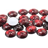 11mm Flat Back Round Acrylic Rhinestones Plastic Gems for Jewelry Making Costume Cosplay Embelishments - 75 Pieces (Red Ruby Garnet H133)