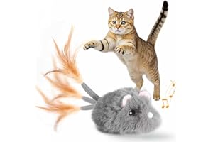Pawingcat Moving Cat Toy Squeaky Cat Mouse Toy Automatic Interactive Cat Toys for Indoor Cats Mouse Toys for Cats with Wagging Tail
