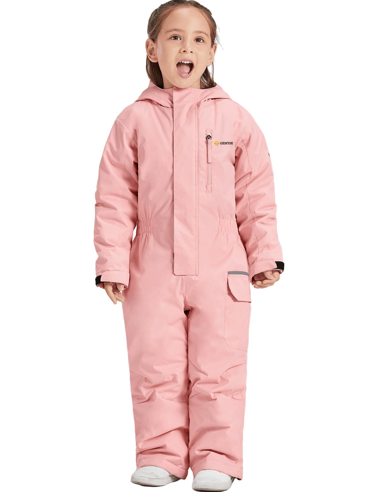 GEMYSE Eendelig skipak voor kinderen, jumpsuits sneeuwpakken voor jongens en meisjes, Roze, 140-146
