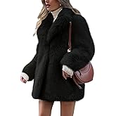 Wyeysyt Womens Faux Fur Coat Fluffy Lapel Furry Jacket Long Sleeve Shaggy Long Coat Winter Warm Coats Outerwear