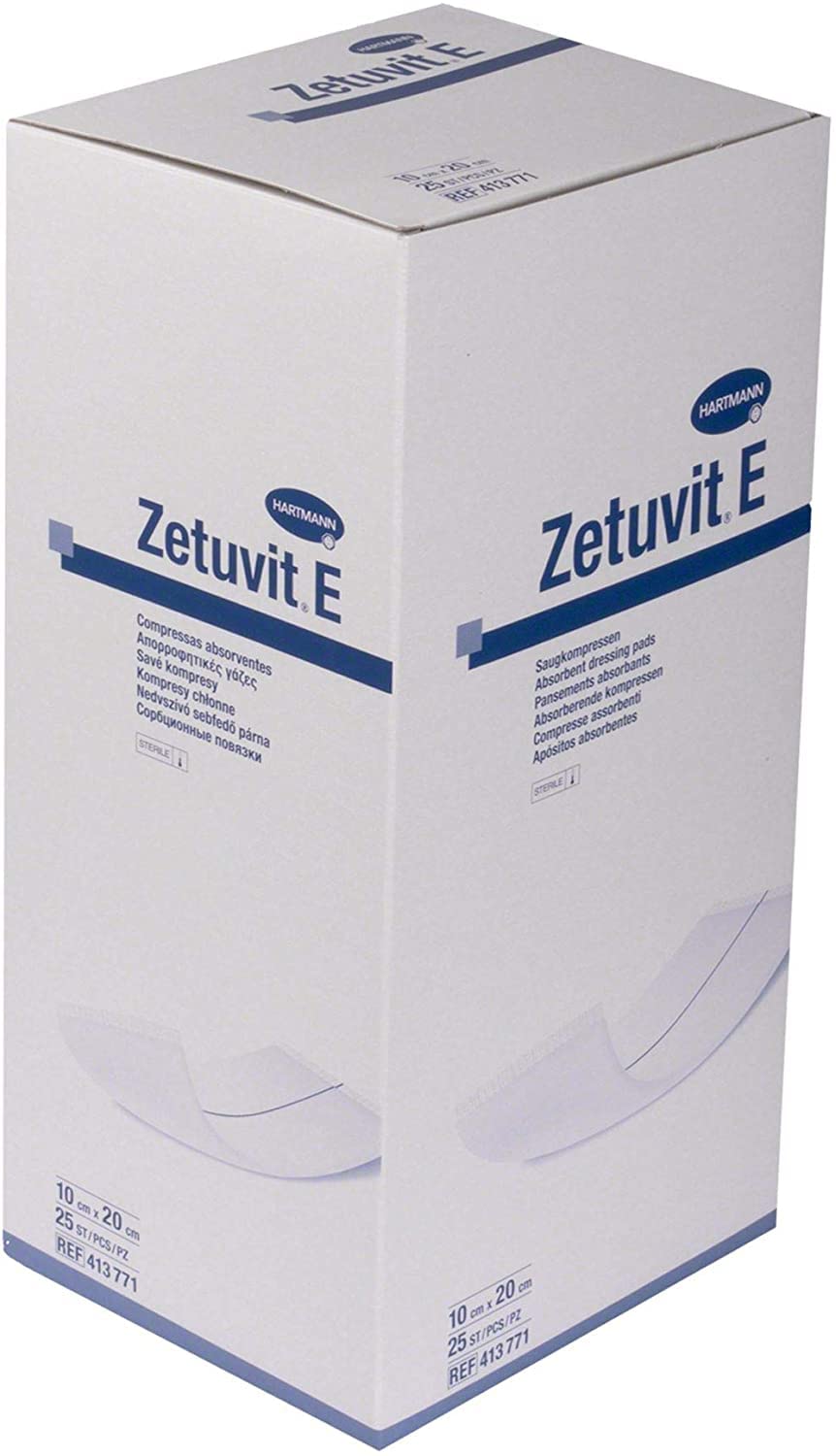 Hartmann Zetuvit E Sterile Absorbent Dressing Pads, 10cm x 20cm, Pack of 25