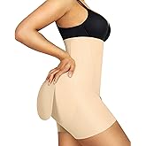 SHAPELLX Women's High Waist Butt Lifting Shapewear Seamless Shaper Shorts Tummy Control Shorts with Removable Hip Padded