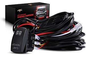 Auxbeam LED Light Bar Rocker Switch with 3Pcs Switching Lines Wiring Loom Harness Kit with Fuse & Relay for Pod Lights Work L