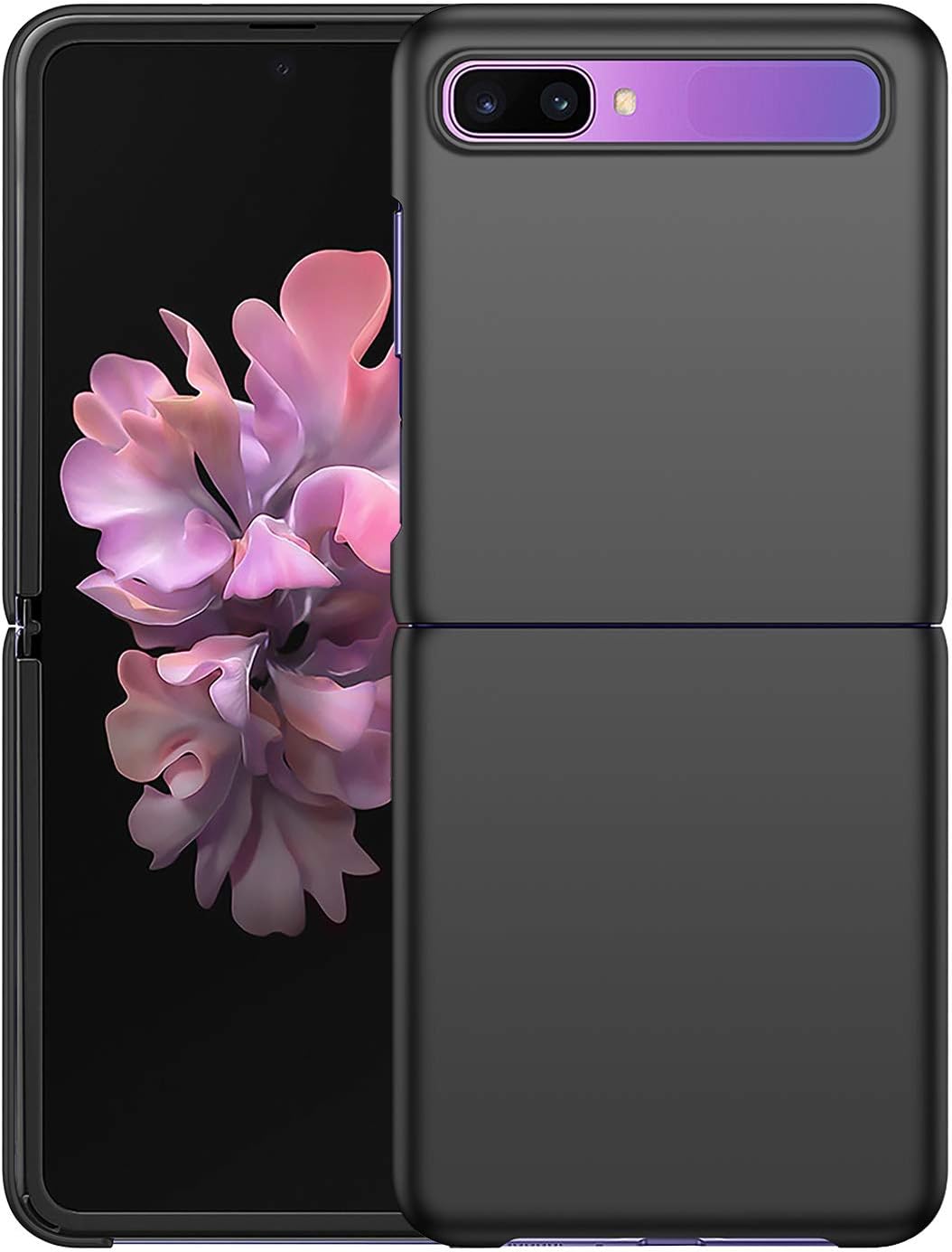 Arkour Compatible with Samsung Galaxy Z Flip Case, Minimalist Excellent Grip Hard Slim Cover for Galaxy Z Flip (Black)