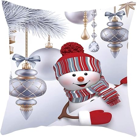 Amazon Com Staron Christmas Throw Pillow Cover 3d Snowman Pillows