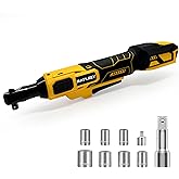 3/8" Cordless Ratchet Wrench for DEWALT 20V MAX Battery, 45 Ft-lbs(60 N.m) Power Electric Ratchet Tool Kit, Variable Speed Control, 7 Sockets, 1/4"Adapter & 3" Extension Bar (Tool Only)