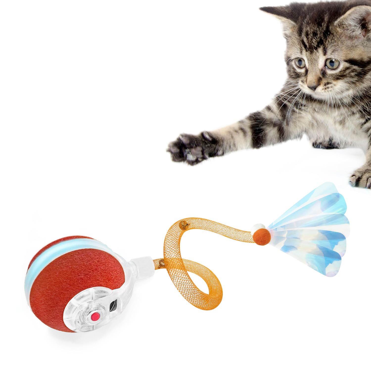 Petiepaw Interactive Cat Toys Ball for Indoor Cats,The 3rd Generation Agile Moving Cat Ball with Elastic Mesh Tail,Automatic Kitten Toys for Bored Indoor Adult Cats