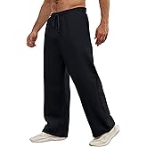 Soamat Mens Baggy Sweatpants Open Bottom Fleece Workout Casual Joggers Elastic Waist Drawstring Wide Leg Pants with Pockets