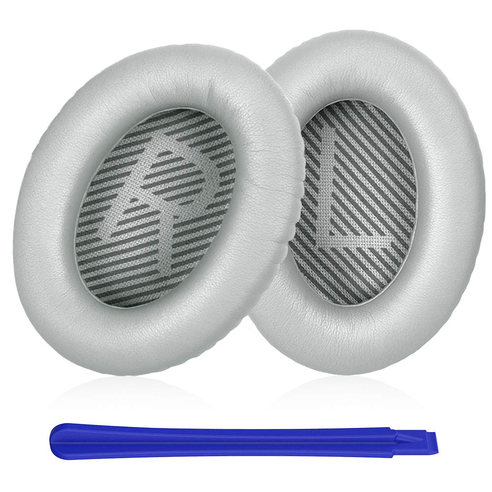 TesRank Replacement Ear Pads Ear Cushion Kit for Bose QuietComfort QC 2 15 25 35 AE2 AE2i AE2w SoundTrue SoundLink Headphones, Silver