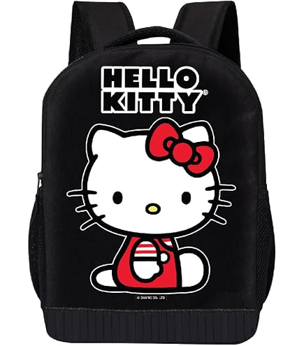 Fast Forward Hello Kitty Black Pink Bow All Over Print Leather Backpack 16in
