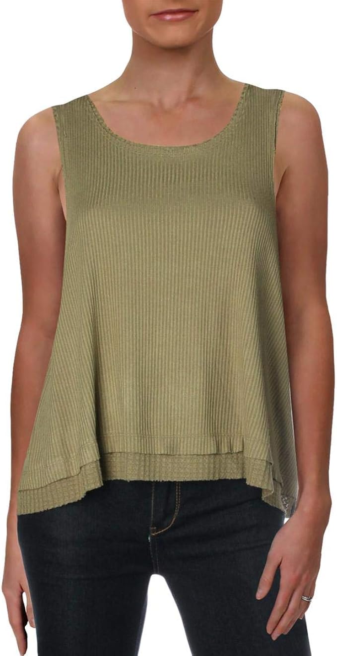 Amazon Com We The Free Womens New Love Ribbed Distressed Tank Top Green L Moss Clothing