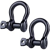 RiaYer Premium Black 316 Stainless Steel D-Ring Shackles Set, Marine Grade 1/4" 5/16" 3/8" 1/2" Heavy-Duty Bow Shackles for Boat Anchor Chains, Sailboat Rigging