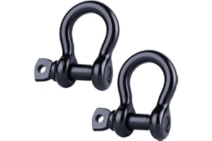 RiaYer Premium Black 316 Stainless Steel D-Ring Shackles Set, Marine Grade 1/4" 5/16" 3/8" 1/2" Heavy-Duty Bow Shackles for Boat Anchor Chains, Sailboat Rigging