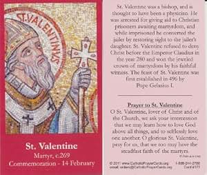 Amazon.com : Saint Valentine Holy Prayer Card Wallet Size Free Cross ...