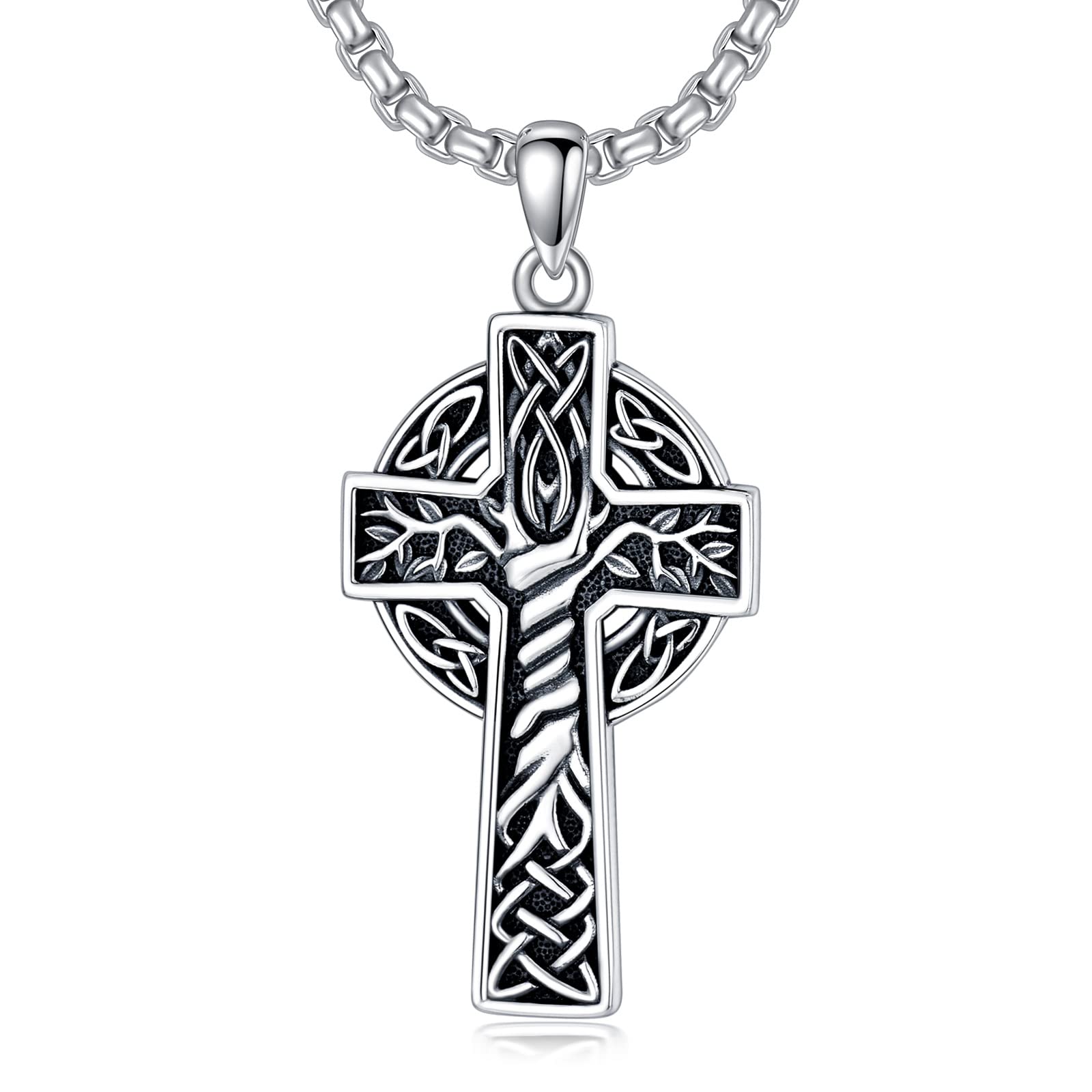 PDTJMTG Irish Cross Necklace for Men Sterling