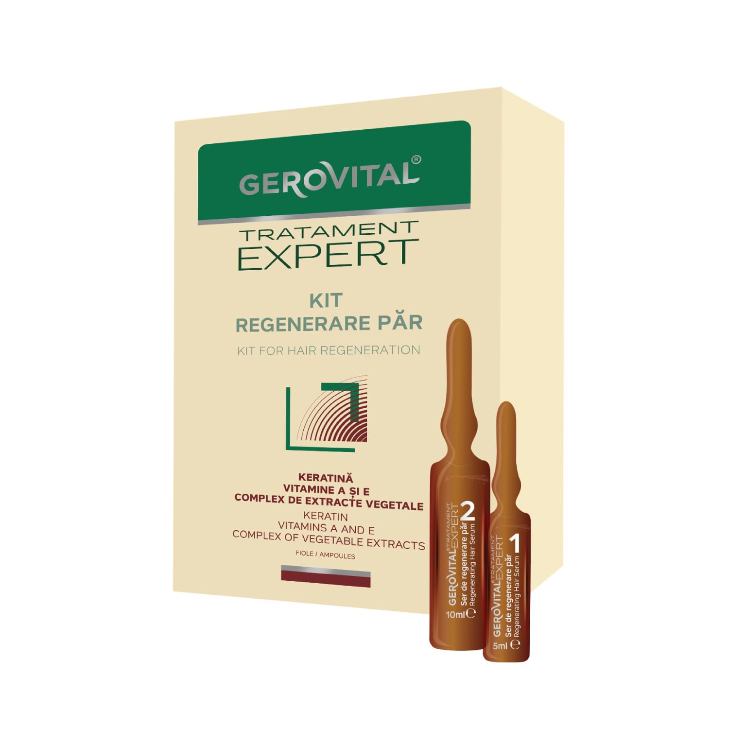 Gerovital Tratament Expert Hair Serum - Regenerating Hair Growth with Keratin Hair Treatment, Enriched with Vitamins B5 and Plant Extracts (Equisetum, Rosemary, Birch, Burdock,) for Men and Women