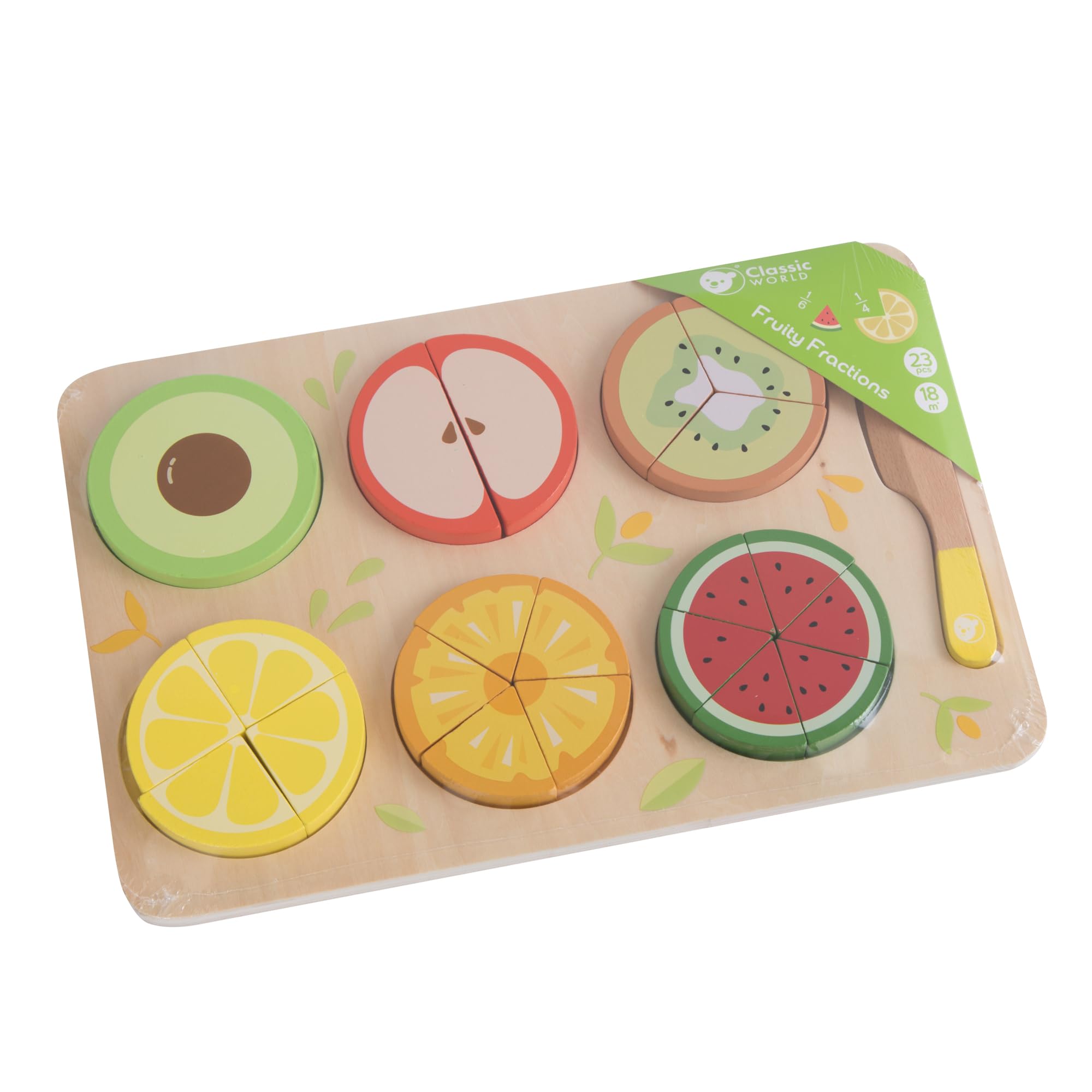 Classic World Fruity Fractions Wooden Fraction Game for Kids | Educational Game for 18 Months +, Sorting Educational Game, Wooden Sorting Puzzle