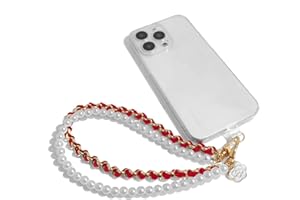 AGEN KGEN Phone Charm Anti Lost Phone Wrist Strap Pearl Beaded Phone Chain Double Chains Hand Wrist Phone Straps for Keychain Phone Wallet Camera