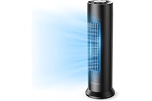 DR.PREPARE Tower Fan, 28 dB Quiet Desk Fan, 3‑Speeds, 80° Oscillation, Detachable Washable Bladeless Design, 16 Inch Portable Table Fan for Room, Home, Office,Black