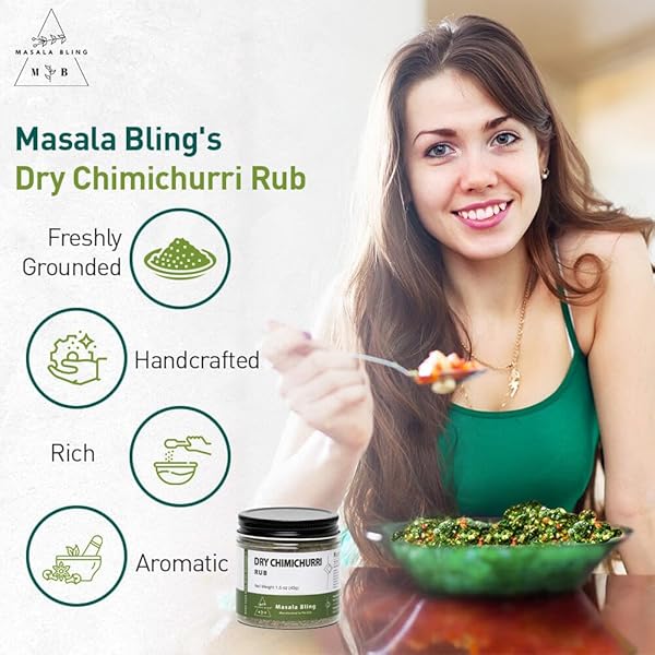 MASALA BLING DRY CHIMICHURRI RUB, CHICKEN, PANEER MARINATION, SPICY AUTHENTIC FLAVOR, SPICE BLEND-GRILLING, SMOKING, ROASTING, 2.7 OUNCE