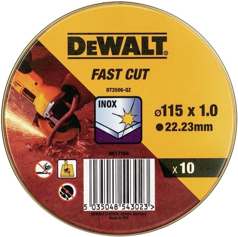 Lata con 10 discos de corte de alto desempeño para acero inox 115 x 1 x 22.23mm, Black, 115 millimetri