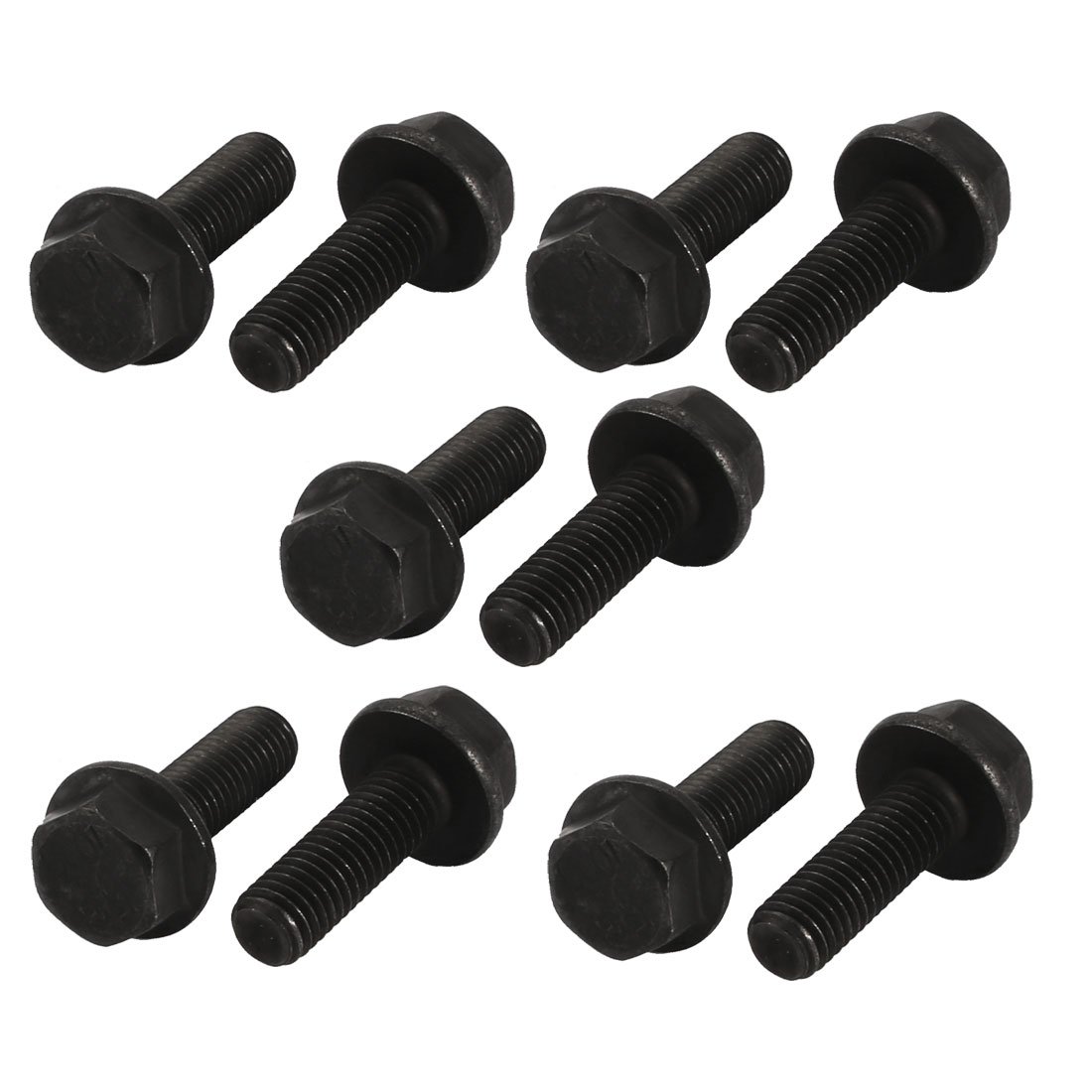 Sourcingmap 10pcs M8x25mm Fully Thread Carbon Steel Hex Non-Serrated Flange Bolts Screws