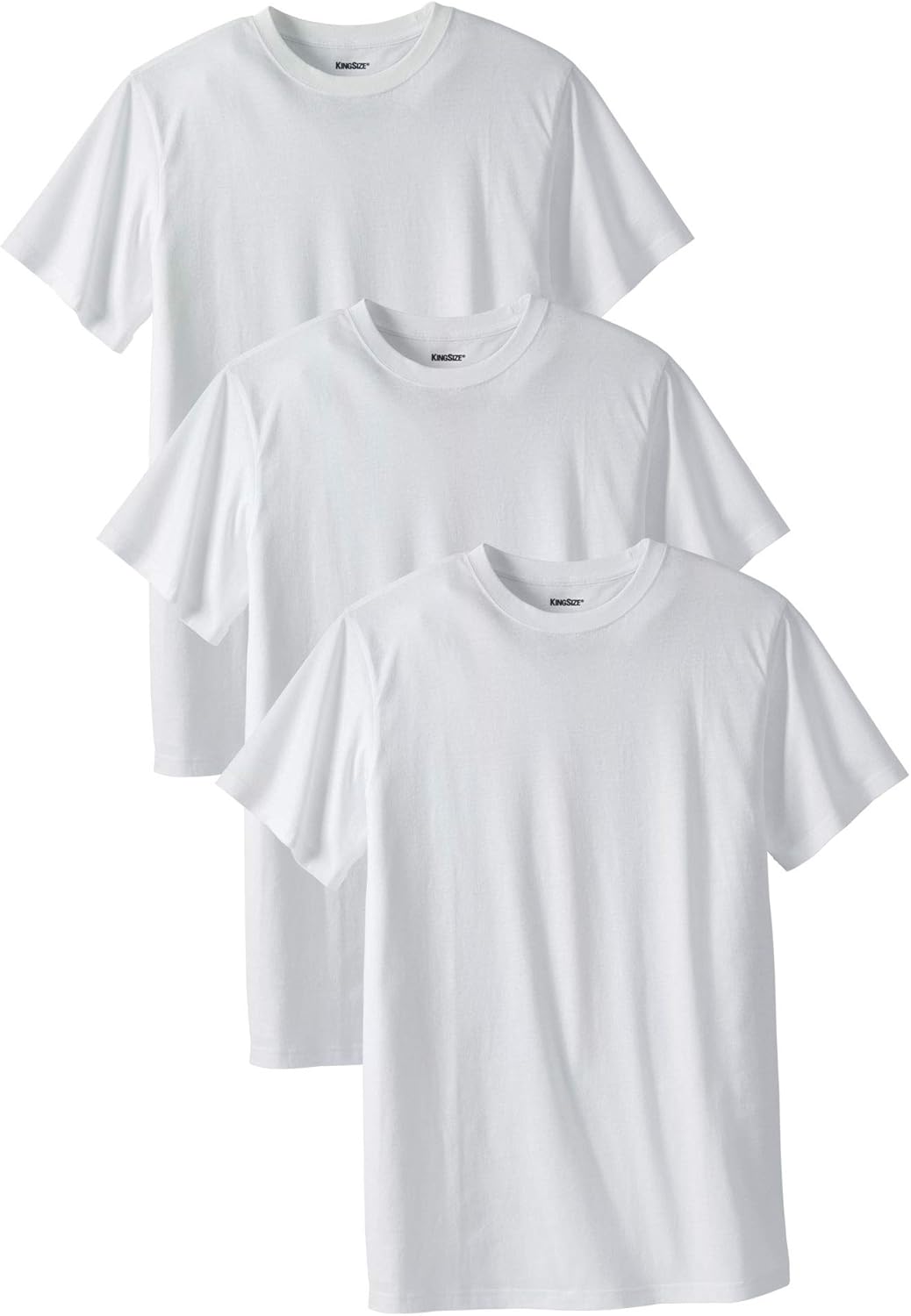 KingSize Men's Big & Tall Cotton Crewneck Undershirt 3Pack Tall 5XL, White