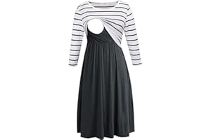Smallshow Women's Maternity Nursing Dress 3/4 Sleeve Dress for Breastfeeding