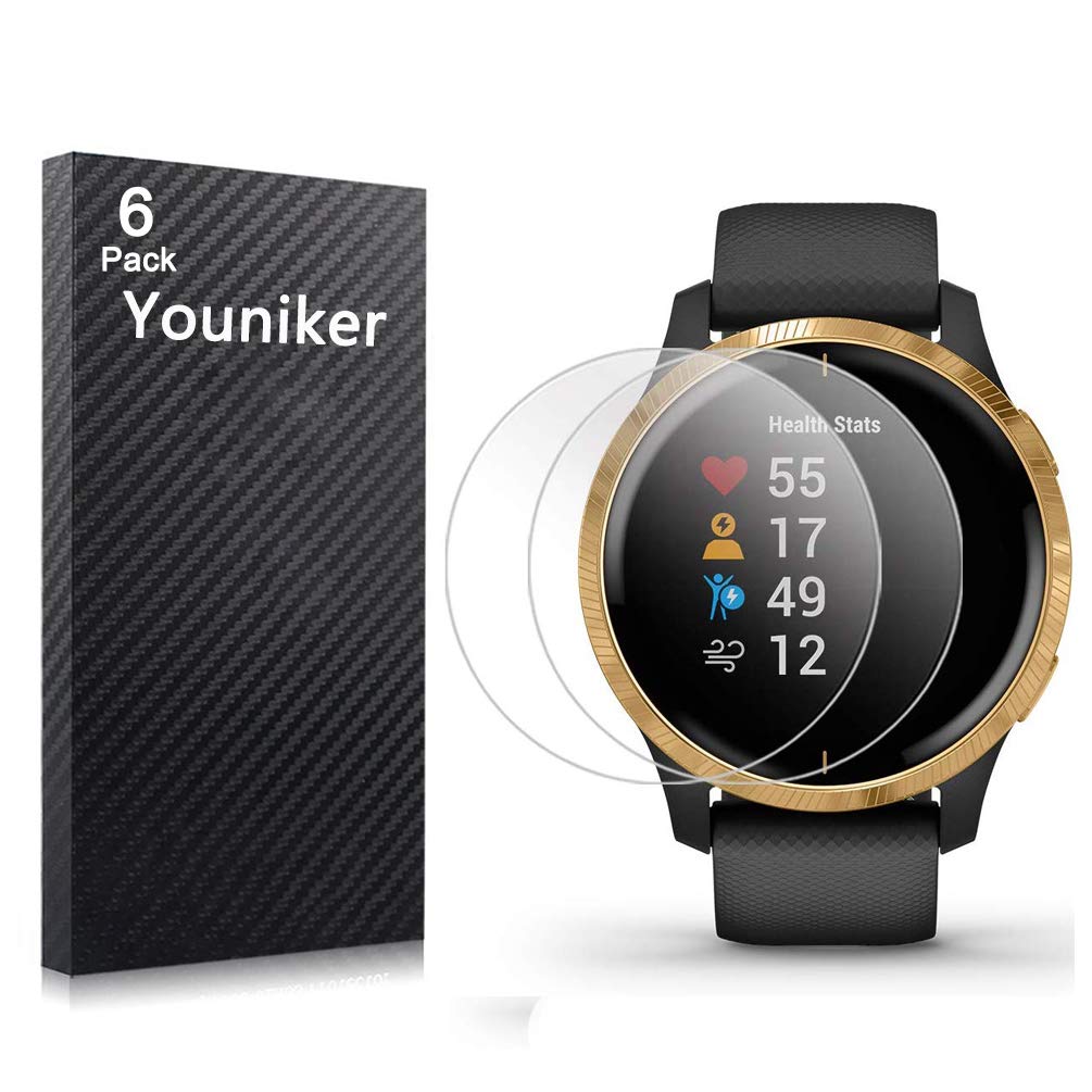 Youniker 6 Pack for Garmin Venu Screen Protector Film for Garmin Venu GPS Smartwatch Screen Protector Foils Crystal Clear HD Anti-Scratch Anti-Fingerprint