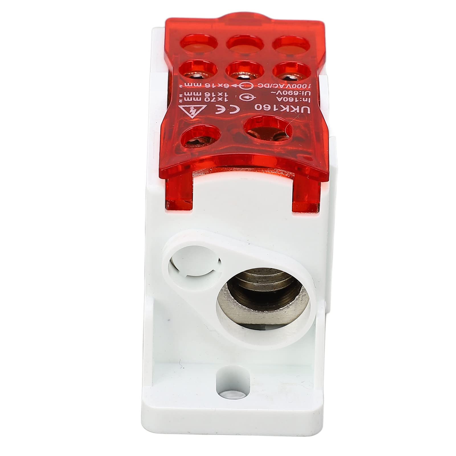 DIN Rail Terminal Block, 690V 160A Clear Lid PA66 (Red)
