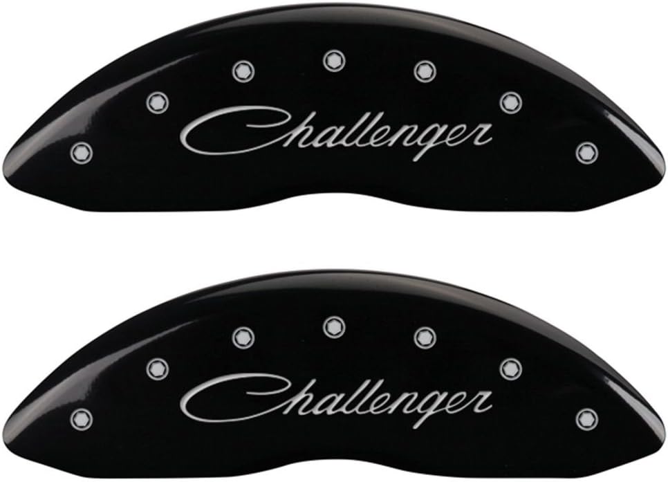 MGP Caliper Covers 12162SCLSBK Cursive & Challenger Black Caliper Covers - Engraved Front & Rear44; Set of 4