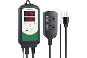 Inkbird 2025 Updated Temperature Controller, Reptile Thermostat ITC-308 Digital Heating and Cooling Temp Controller for Attic Fan, Carboy, Freezer, Grow Tent, Max 1100 W (110 V)