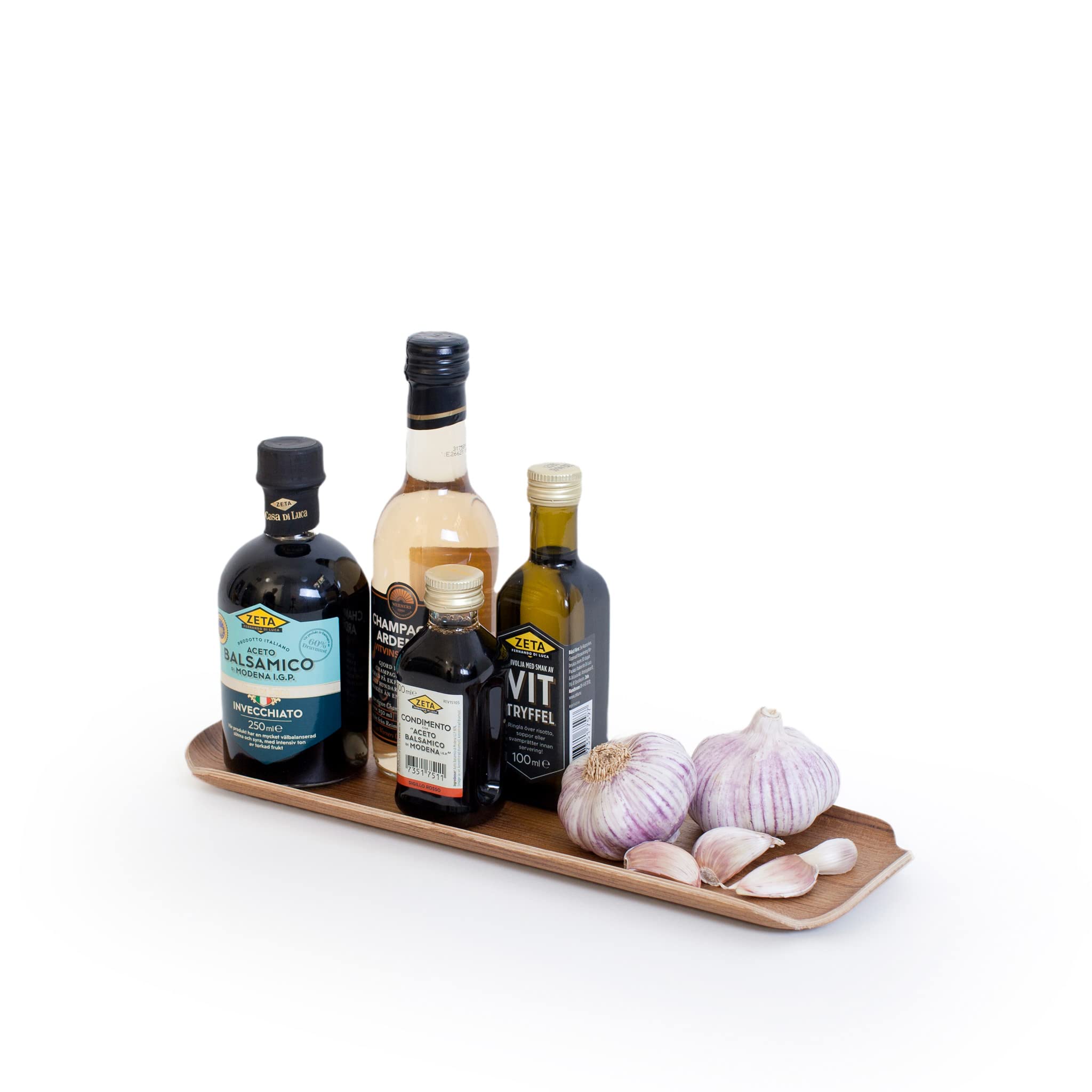 Bosign Oil & waterproof Countertop Tray LEAF. Rectangular Serving Tray. Kitchen organizer for spices & olive oil. Platter for Breakfast, Coffee, Tea, Snacks, Cheese. Walnut wood (33x 11x 1,5 cm)