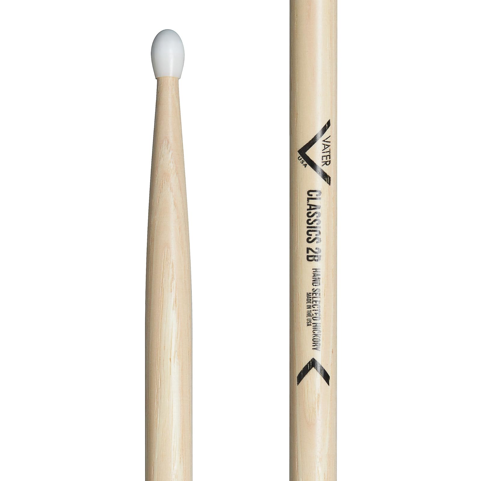 Vater - Classics 2BN (Nylon Tip) American Hickory Drumsticks - VHC2BN