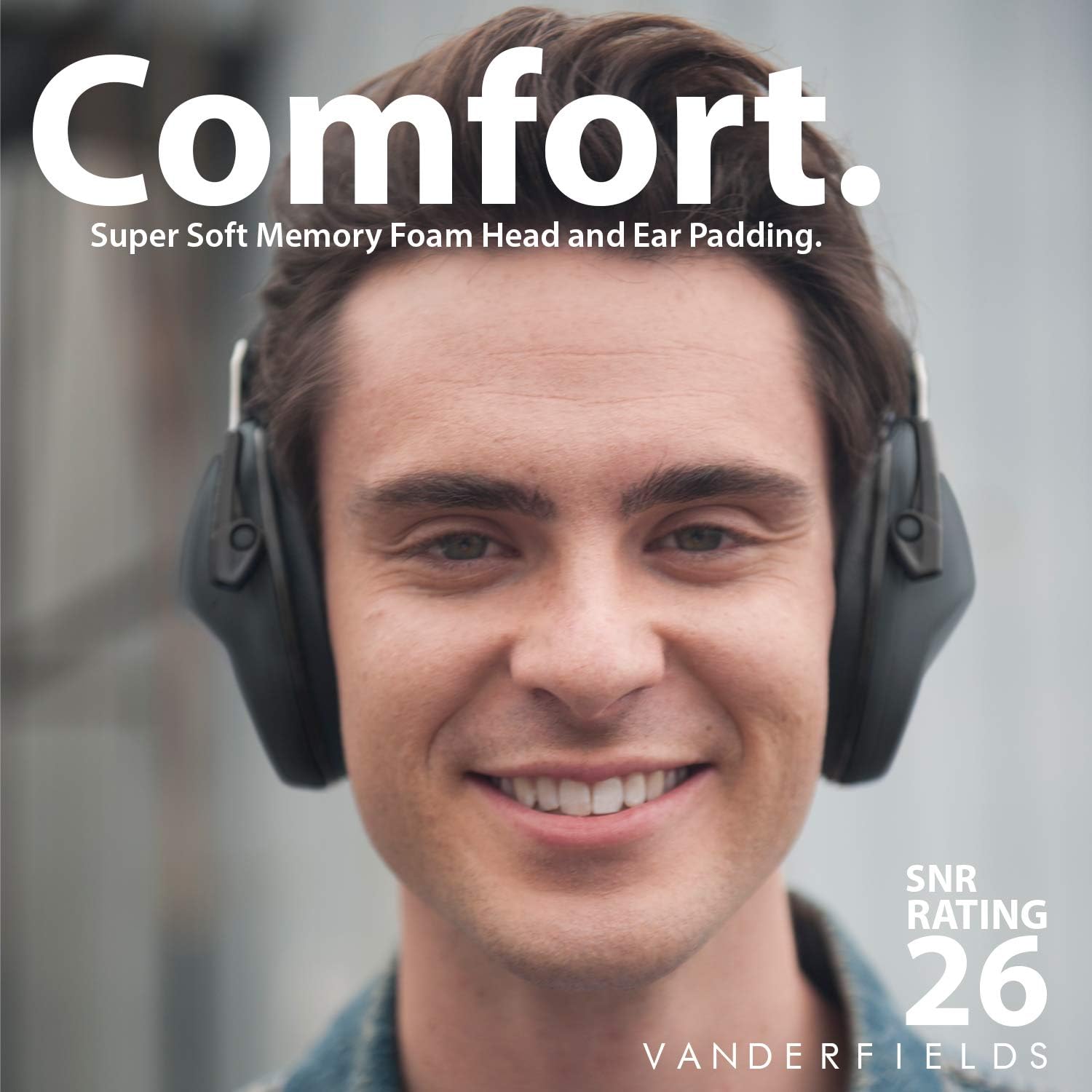 Vanderfields Hearing Protection for Shooting – Compact Foldable Portable Safety Earmuffs for Blocking Ear Sound Reduction - Hunting Range Studying Lawn Mowing - Men Women Adults - Black - - 