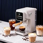 LoftyChef Touchscreen Espresso Machine with Steam Wand, 40.6oz Water Tank | Milk Frother for Cappuccino, Latte, Compact Design, Quick Thermoblock Heating System, 40.6oz Removable Water Tank