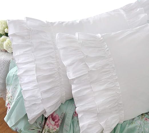 Amazon Com Queen S House Vintage Ruffle Pillow Sham White