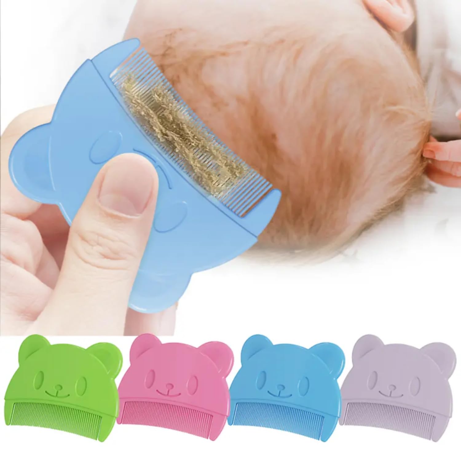 Pack of 4 Baby Comb for Milk Scab, Newborn Hair Comb, Baby Hair Brush with Soft Teeth, Comb Against Milk Scab Baby Child, Assorted Colours (Pink, Blue, Green, Purple)