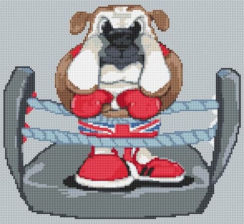 British Bulldog Caricature Cross Stitch Kit