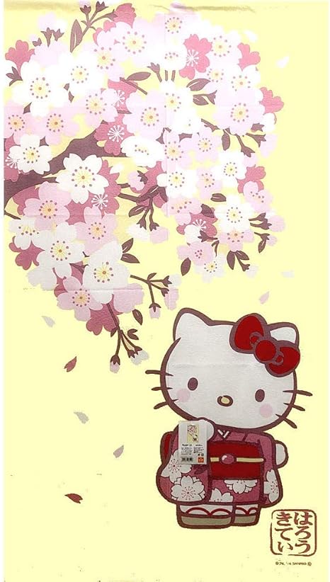 Amazon キティちゃん のれん しだれ桜 クリーム のれん オンライン通販