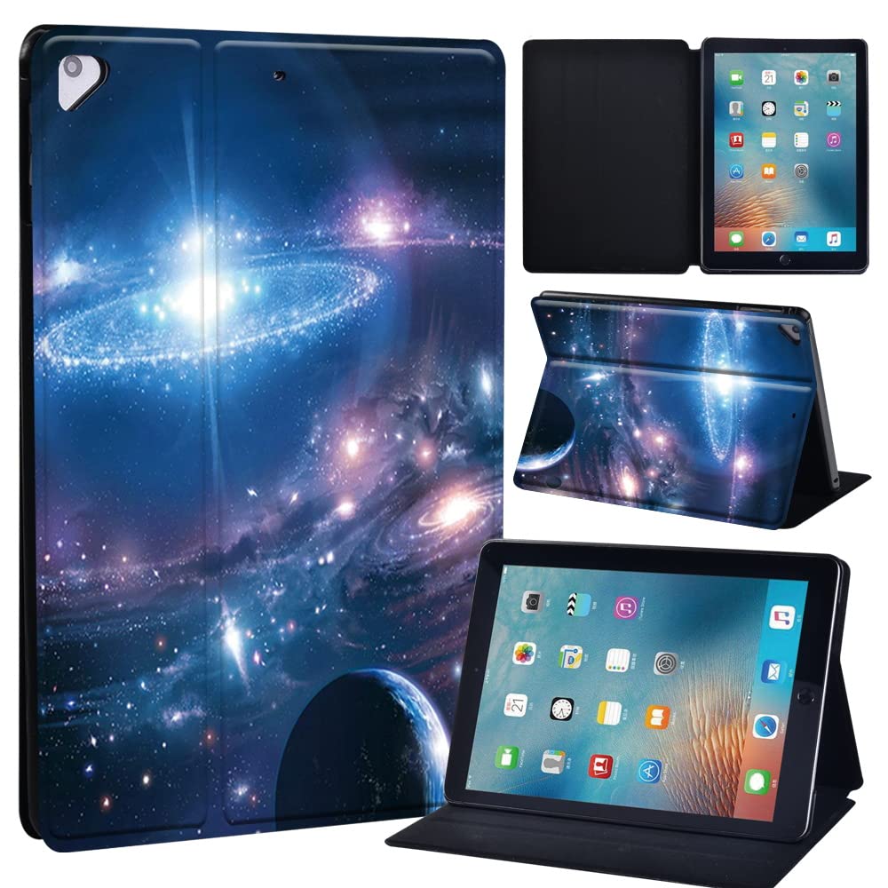 Leather slim lightweight Stand Cover Folio Case for Apple New iPad 9.7 2018 2017(6th Gen, 5th Gen)/iPad Air 2/iPad Air/iPad Pro 9.7 Tablet with Auto Wake/Sleep (fantasy planets system)