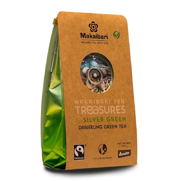 MAKAIBARI SILVER GREEN LOOSE LEAF GREEN TEA 100G (3.5OZ) PACK | PURE UNBLENDED USDA ORGANIC DARJEELING GREEN TEA, UNFERMENTED, DELIGHTFULLY RICH FLAVOR & AROMA | 50 CUPS
