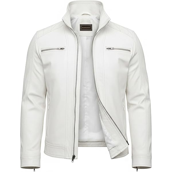 Stupid Love White Leather MA1 Bomber Genuine Sheepskin Ribbed Knit
