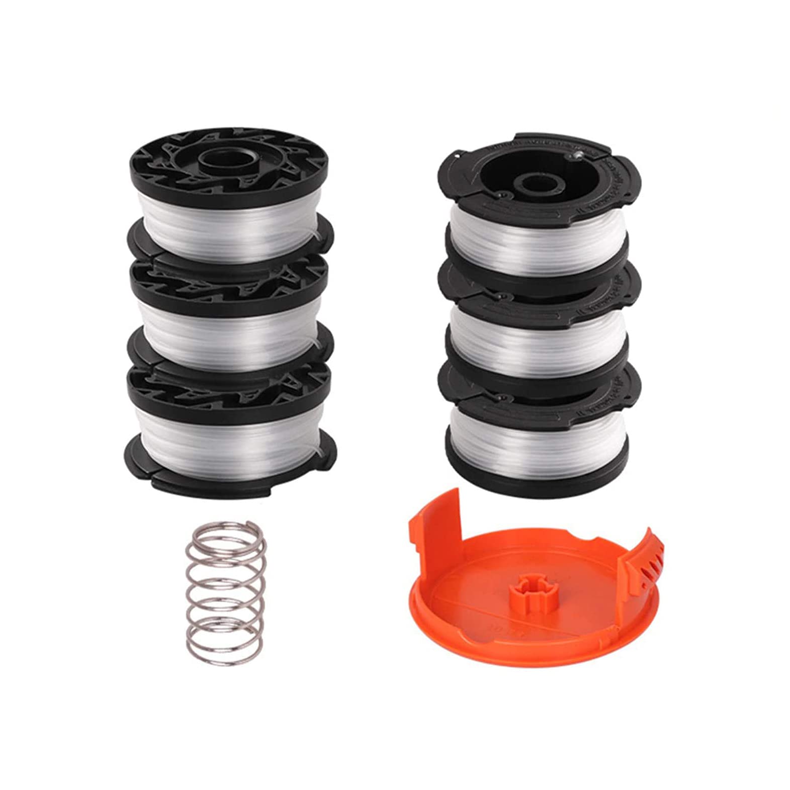 Hsthe Sea 8 Pack Trimmer Replacement Spools, 30ft 0.065" for Black+Decker String Trimmers,Compatible with Black & Decker AF-100 (6 Replacement Spool+1 Spool Cap+1 Spring)