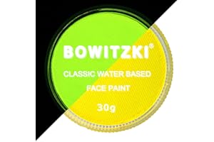 Bowitzki 30g Professional Face Paint Body Paint Water Based Face painting Makeup Safe for Kids and Adults Split Cake Single Color (Neon Yellow)