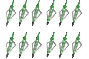 Hunting Broadheads, 12PK 3 Blades Archery Broadheads 100 Grain Screw-in Arrow Heads Arrow Tips for Crossbow and Compound Bow 