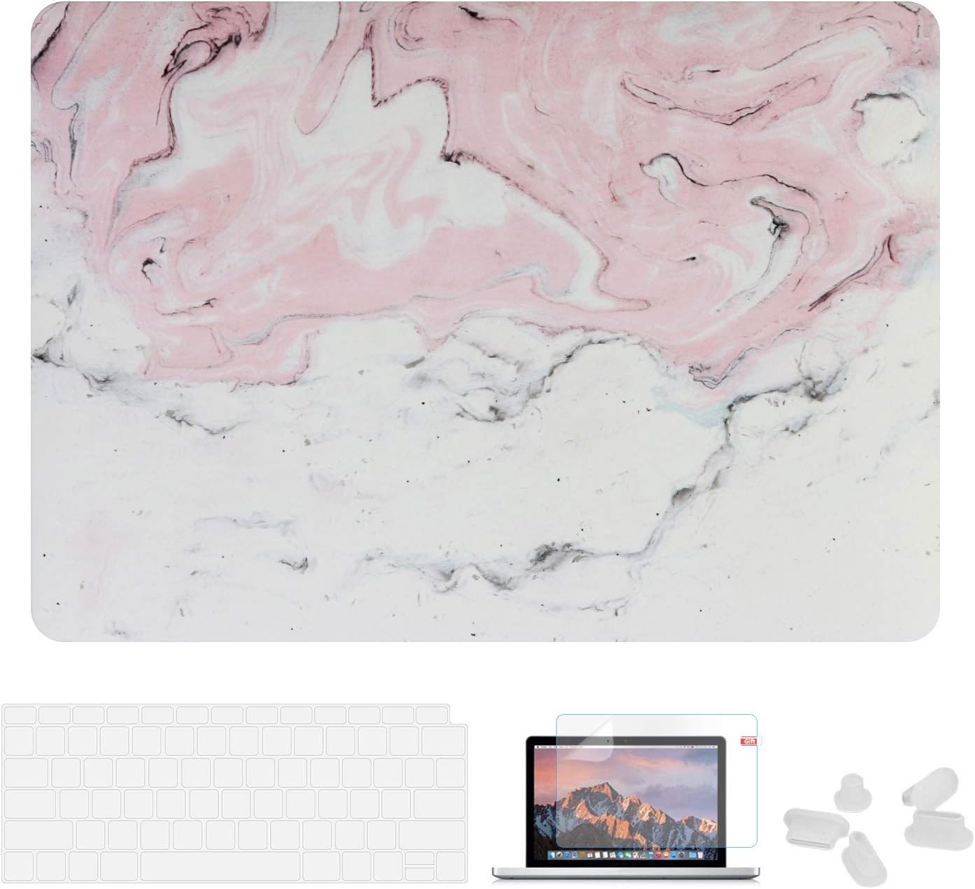 Utryit Case for MacBook Air 2018 13 inch A1932 Shell with Touch ID Retina Display Bundle, New Apple Laptop Notebook Plastic Soft Touch Hard Cover Retro Marble DDC-017