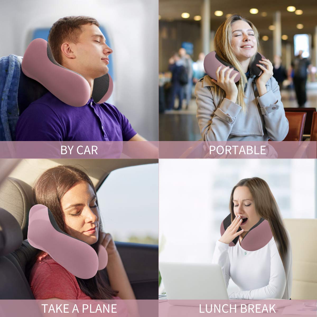 Travel Pillow 100% Pure Memory Foam Neck Pillow for Airplanes, Super Soft & Comfortable Pillow with Machine Washable Cover, Airplane Travel Kit with 3D Contoured Eye Masks, Earplugs and Reusable Bag