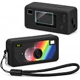 PAIYULE Silicone Case for Kodak CHARMERA Keychain Digital Blind Box | with Screen Protector &amp; Wrist Strap,Case-On Charging&amp;SD Card Access,Splash &amp; Drop Protection,Camera Not Included,Black